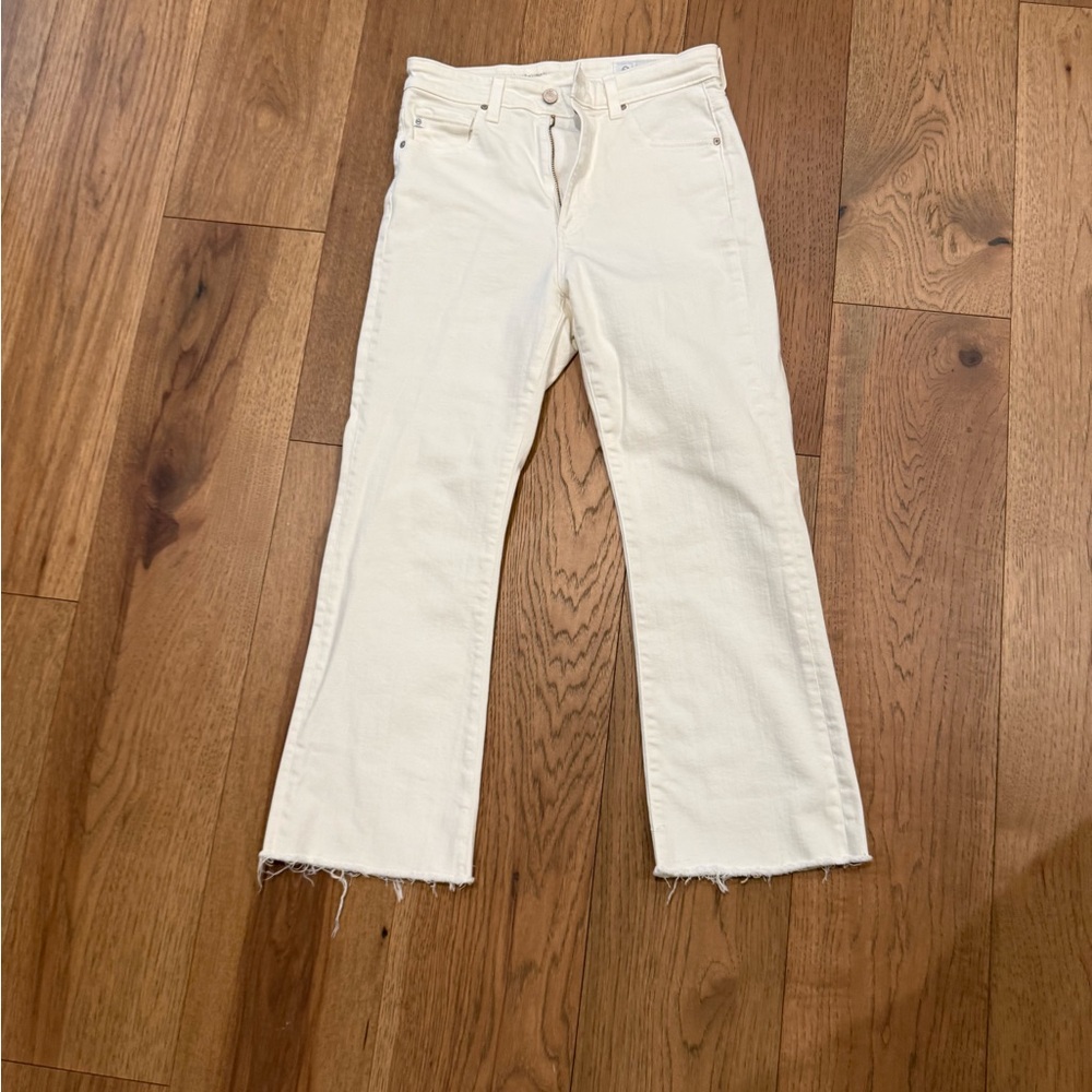 AG Adriano Goldschmied Cream Straight Leg Jeans